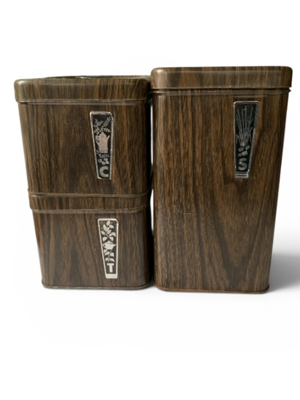 Vintage Woodgrain 3-Piece Canister Set - Made in Canada - MCM Retro